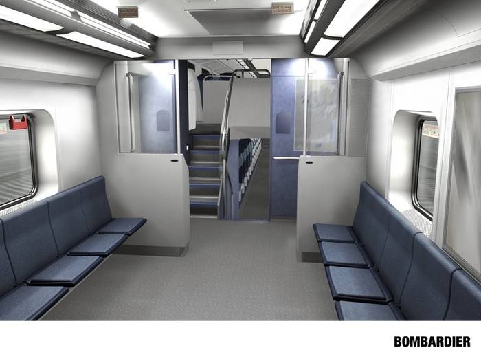 Wnętrze nowego wagonu piętrowego dla AMT. Fot. Bombardier