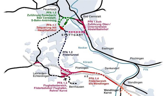 Układ tras wchodzący w skład projektu Stuttgart 21. Fot. Deutsche Bahn