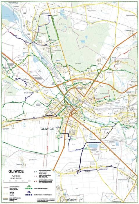Mapa ścieżek rowerowych w Gliwicach