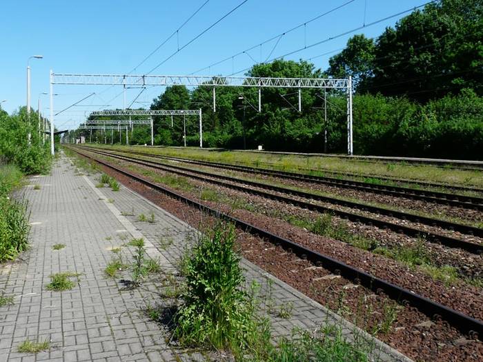 Ogólny widok na stację Pruchna z nieczynnego peronu. Fot. R. Piech
