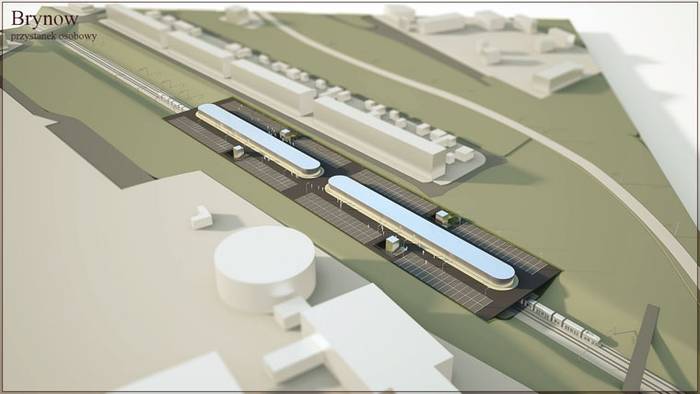 Wizualizacja przystanku Brynów w wariancie rozbudowanym. Źródło: UM Katowice