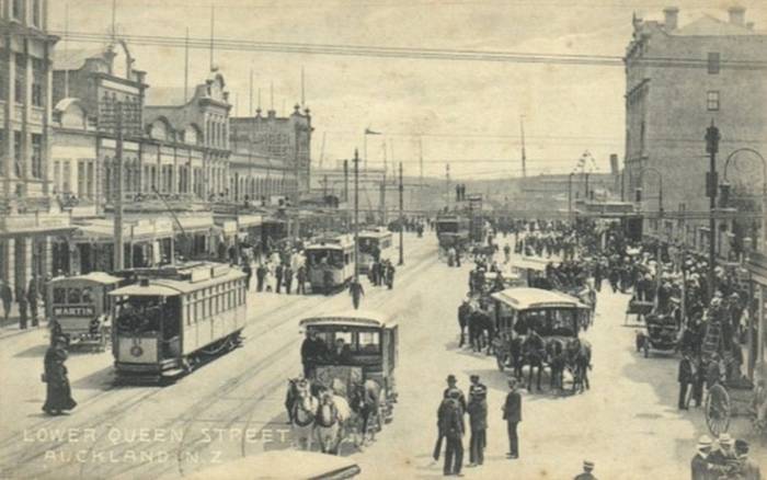 Tramwaje w Auckland w 1919 roku. Fot. Wikimedia Commons, Public Domain