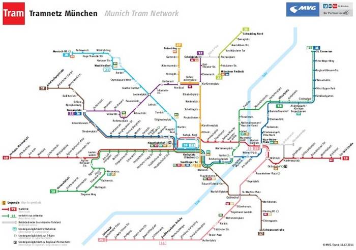 Aktualny kształt sieci tramwajowej w Monachium. Fot. SVM, MVG