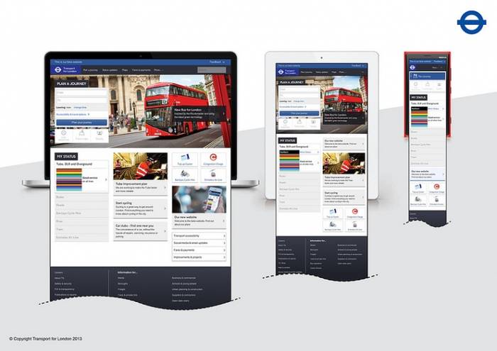 Nowa strona internetowa TfL: układ wygodny do wyświetlenia na różnych urządzeniach