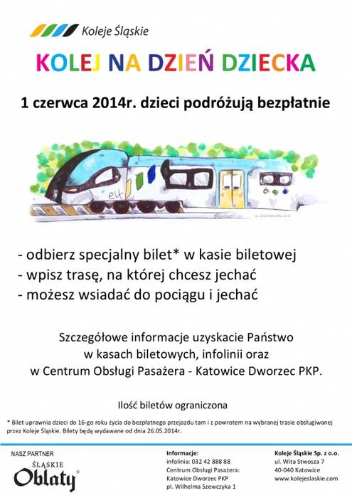 Koleje Śląskie zapraszają na dzień dziecka
