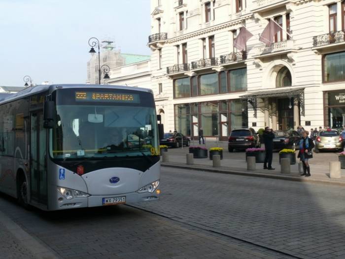 BYD eBus podczas testów w Warszawie