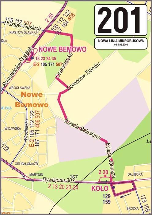 Przebieg linii 201