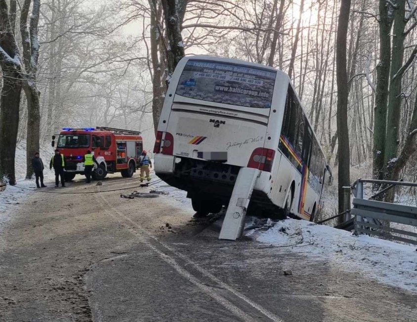 Autobus szkolny o mało nie wpadł do rzeki