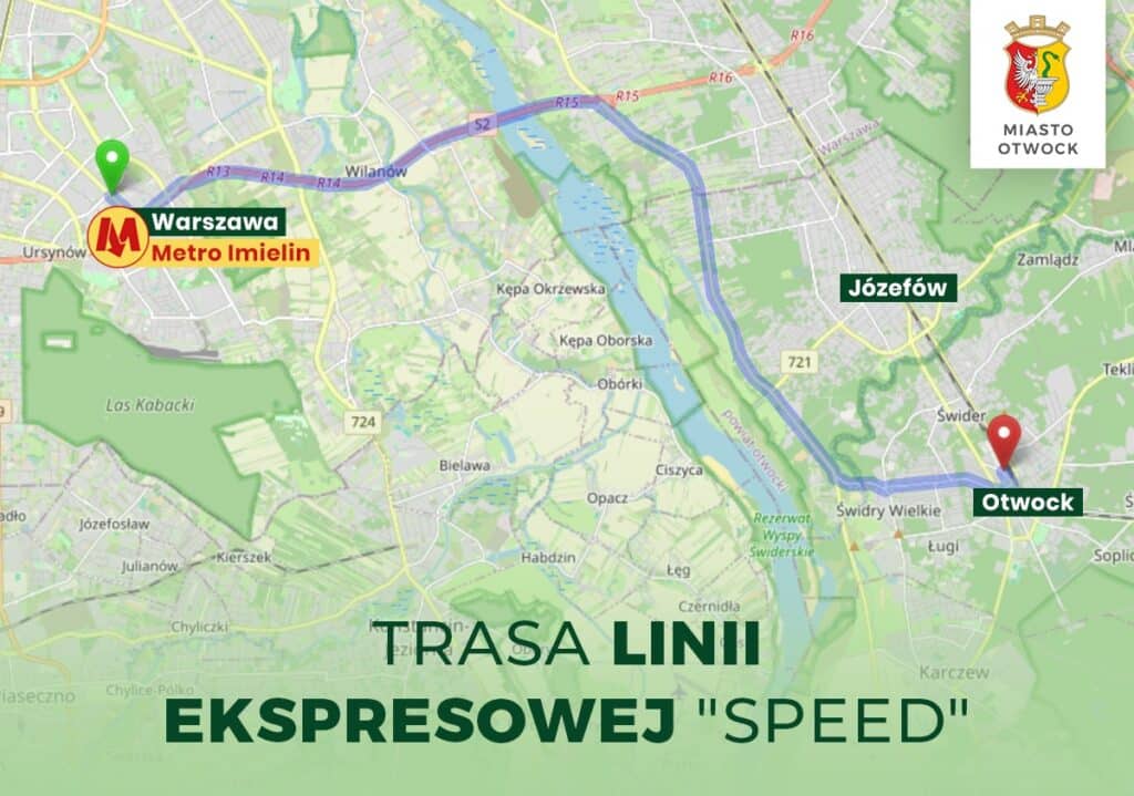 Ekspresowy autobus z Otwocka do Warszawy.