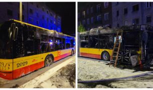 W nocy 12 kwietnia w Warszawie autobus MZA linii 189 stanął w ogniu.