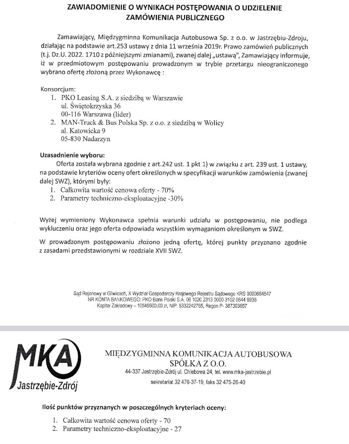 Taborowa zmiana w MKA Jastrzębie-Zdrój. Do floty  dołączą autobusy MAN / fot. MK Jastrzębie-Zdrój