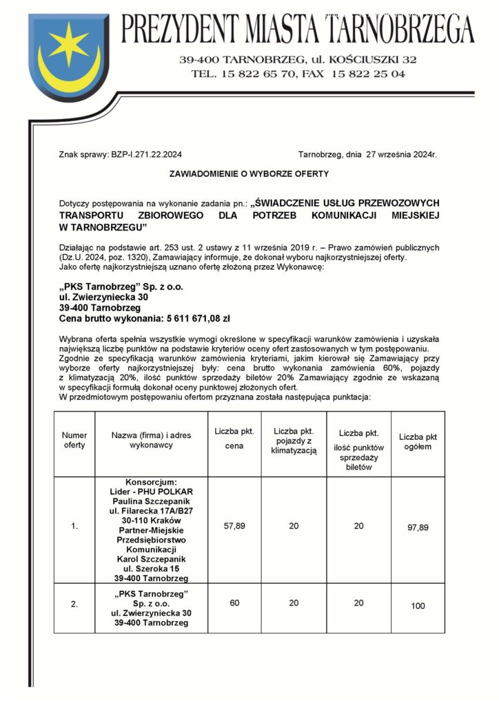 Zmiana operatora w Tarnobrzegu. Konsorcjum Polkar i MPK przegrało przetarg