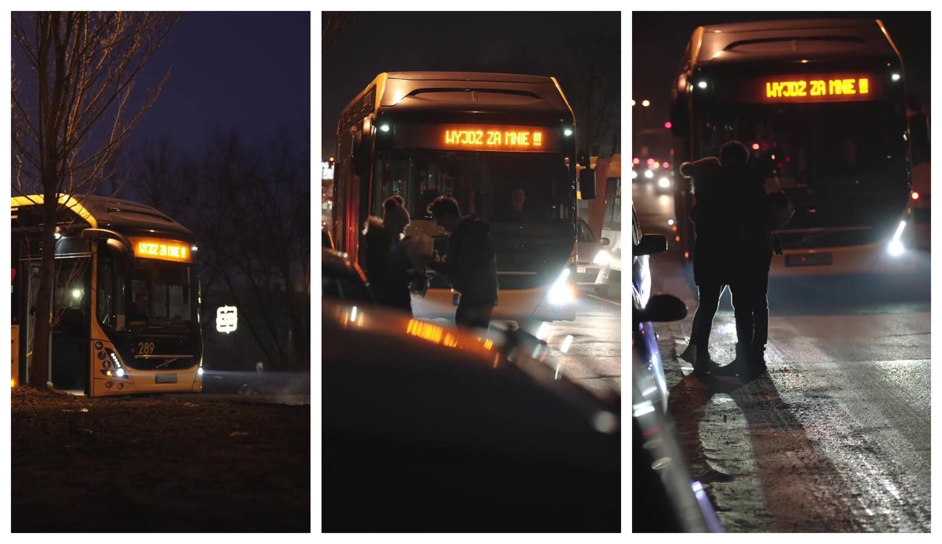 Infobus - Kierowca PKM Gliwice poprosił ukochaną o rękę. Na wyświetlaczu „Wyjdź za mnie!”