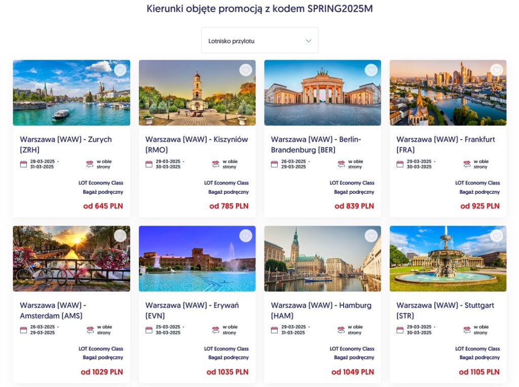 LOT z promocją na usługi dodatkowe. Zniżka 50% na kod SPRING2025M