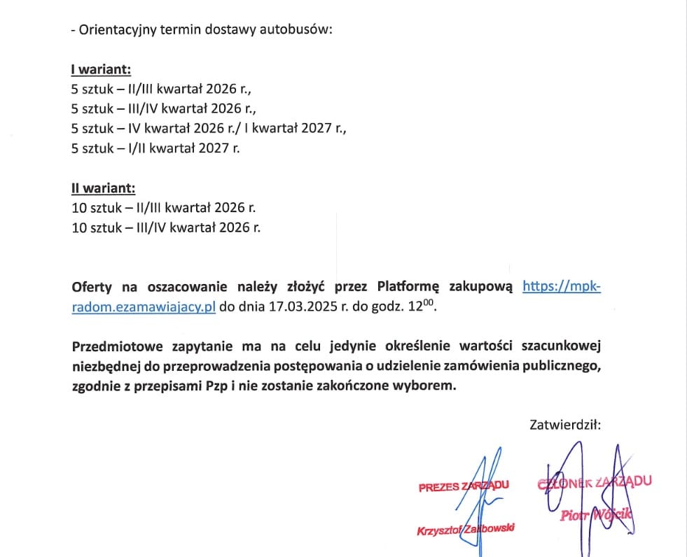 MPK Radom robi kolejny krok w kierunku zakupu 20 autobusów CNG. Szacowanie rynku  / fot. UM Radom