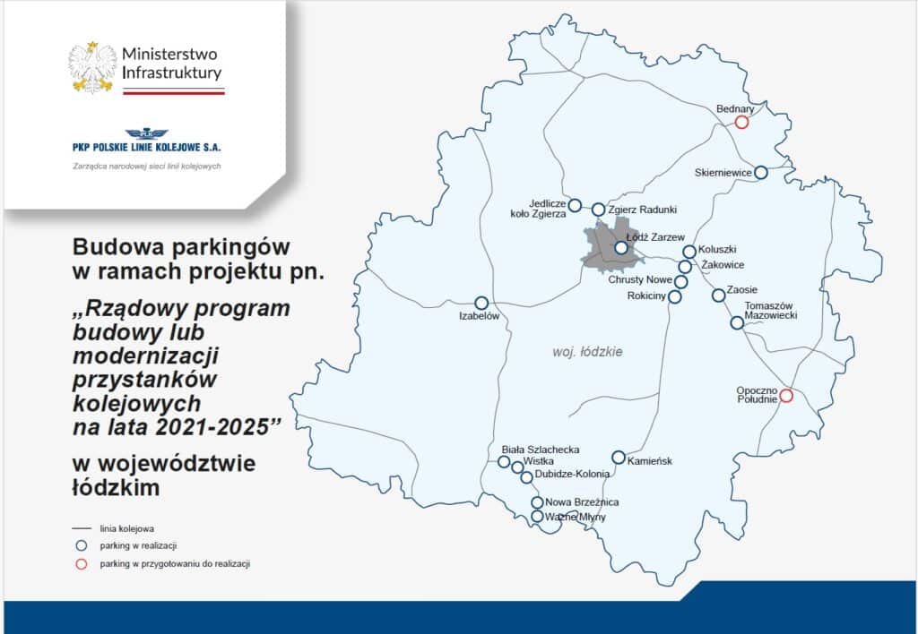 Mapa parkingów w woj. łódzkim