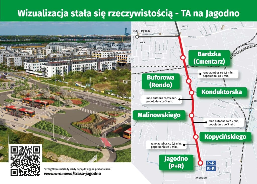 Wiemy, kiedy wrocławskie autobusy pojadą TAT na Jagodno. Nowy korytarz transportu publicznego fot. UM Wrocław