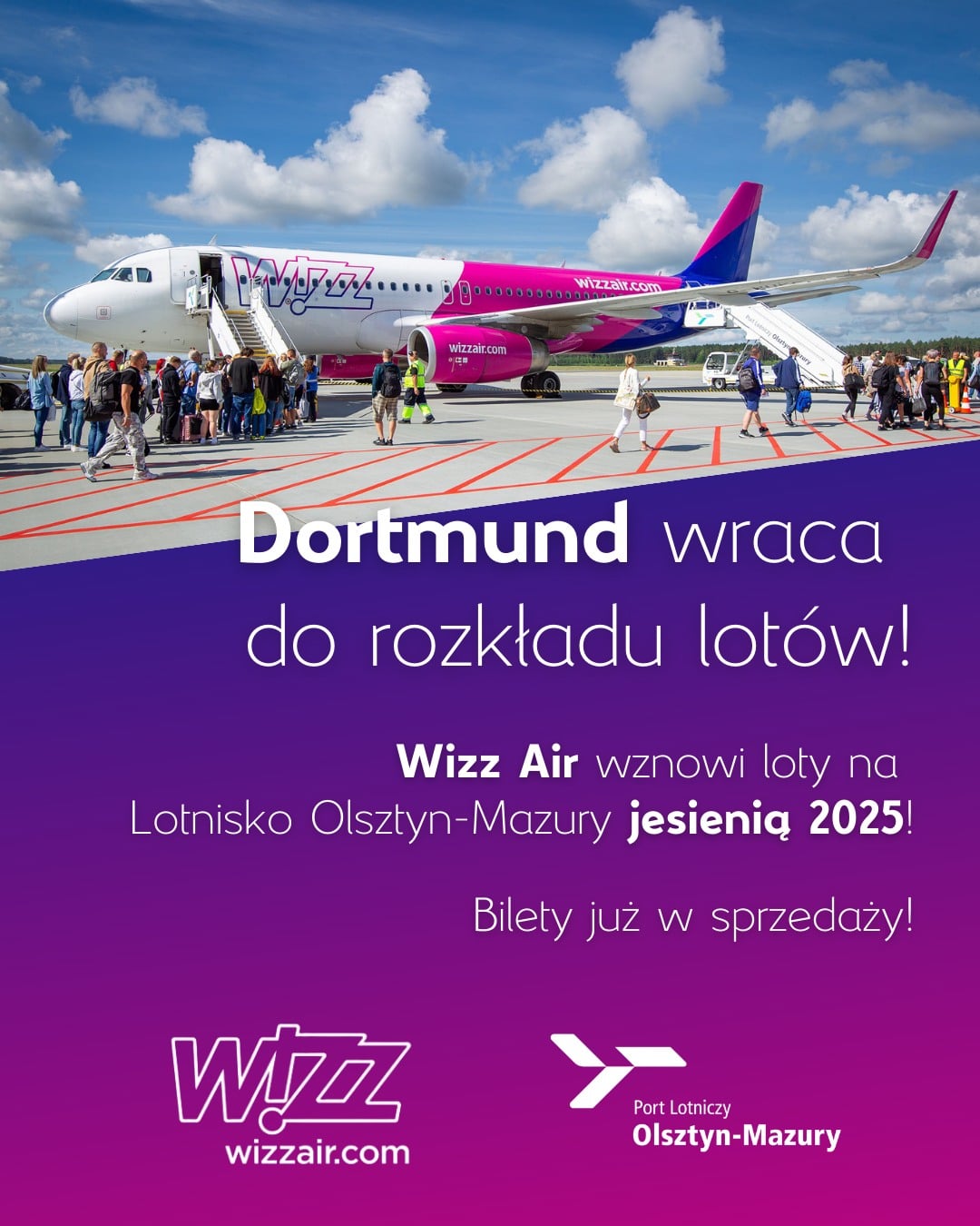 Infoair - Dortmund–Szymany znów w siatce połączeń Wizz Air. Loty dwa razy w tygodniu