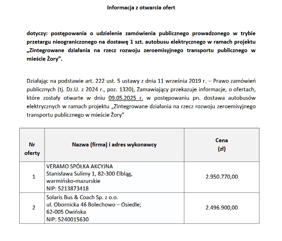 Solaris vs. Veramo - pierwsze stracie. W Żorach na jeden autobus elektryczny