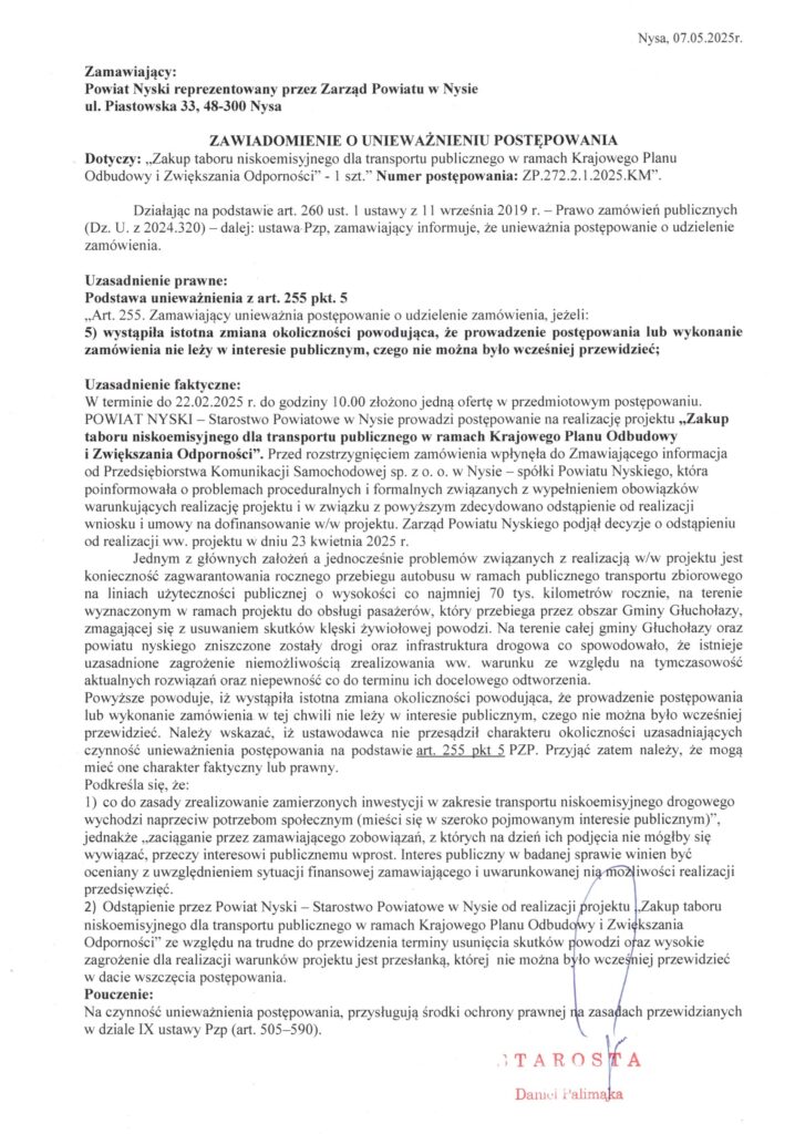 Nyski PKS bez nowego autobusu