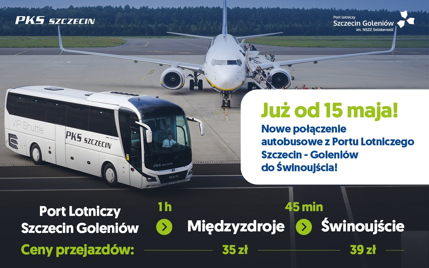 Infobus - Autobusem z lotniska Szczecin-Goleniów nad Bałtyk. Nowa linia PKS rusza 15 maja