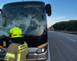 A4: drzewo spadło na autobus wiozący ponad 50 pasażerów