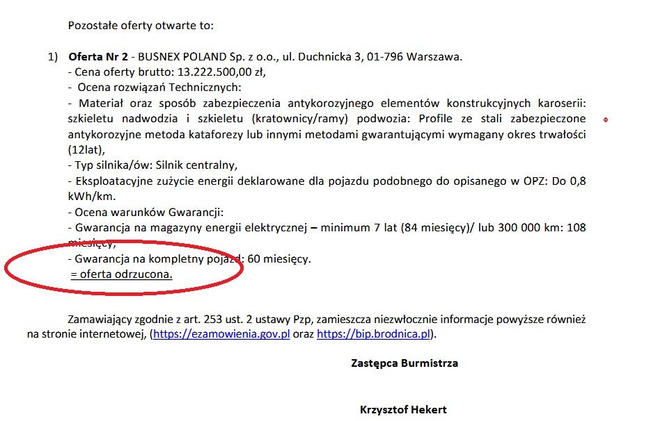 Pięć elektrobusów dla Brodnicy – wygrywa Solaris / fot. UM Brodnica