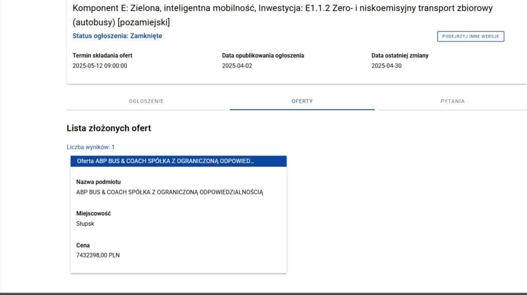 Dwa autobusy elektryczne dla Euromatpol pod Gminę Kleczew. Jedna oferta