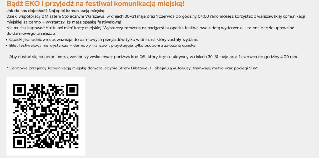 Warszawa/ W piątek i w sobotę specjalna linia autobusowa dla fanów Orange Warsaw Festival