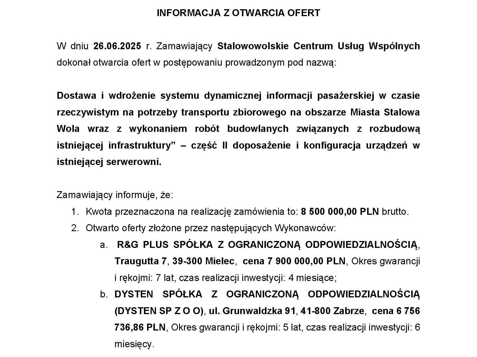 SDIP w Stalowej Woli coraz bliżej. DYSTEN kontra R&G Plus