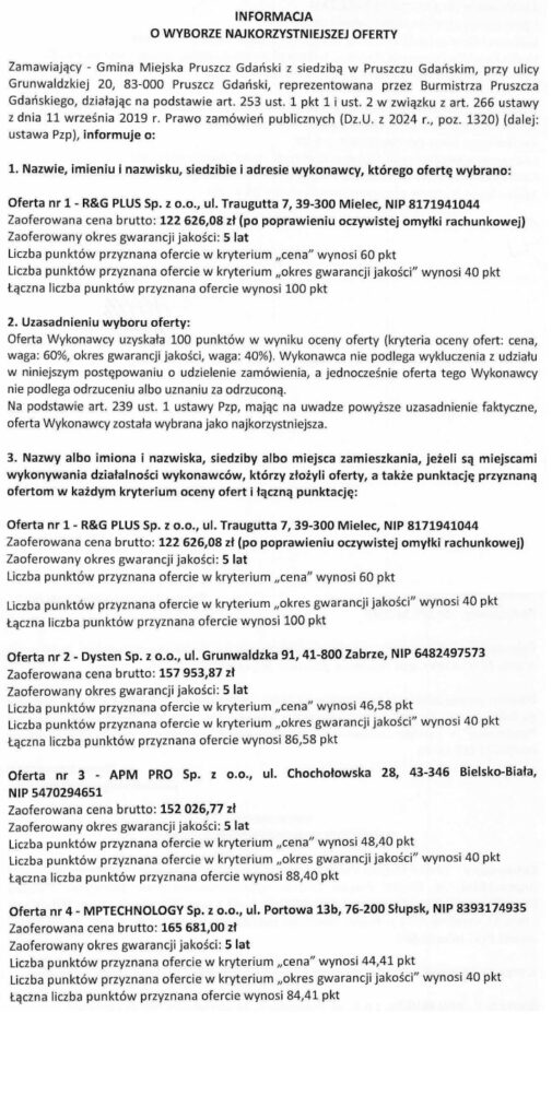 Pruszcz Gdański wybiera dostawcę tablic SDIP / fot. UM Pruszcz Gdański