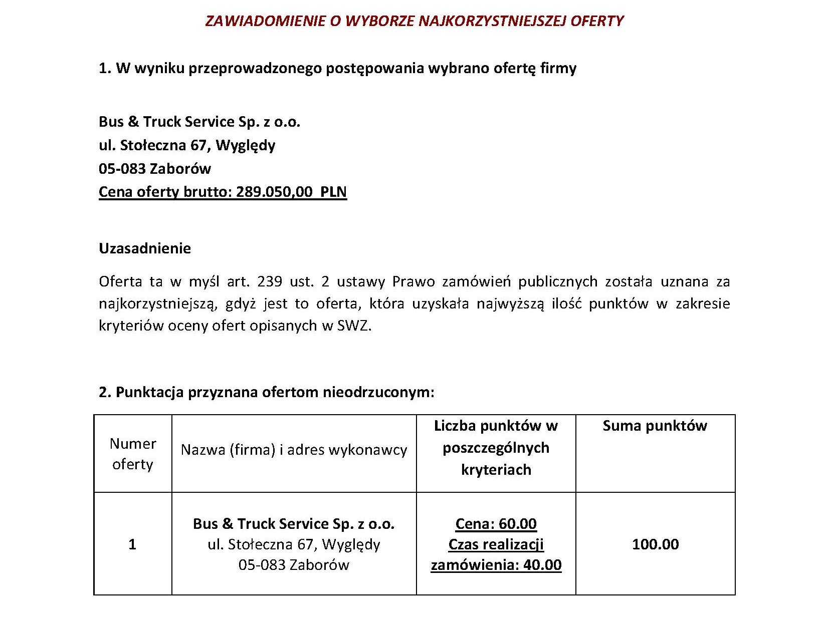 Zakład Komunikacji Miejskiej w Sochaczewie zakończył postępowanie przetargowe na zakup używanego autobusu miejskiego.