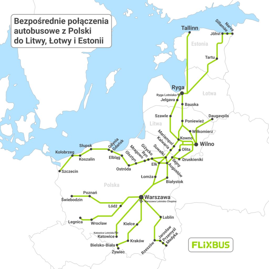 FlixBus z nową ofertą połączeń z Wilnem, Rygą i Tallinem. W kontrze do kolei
