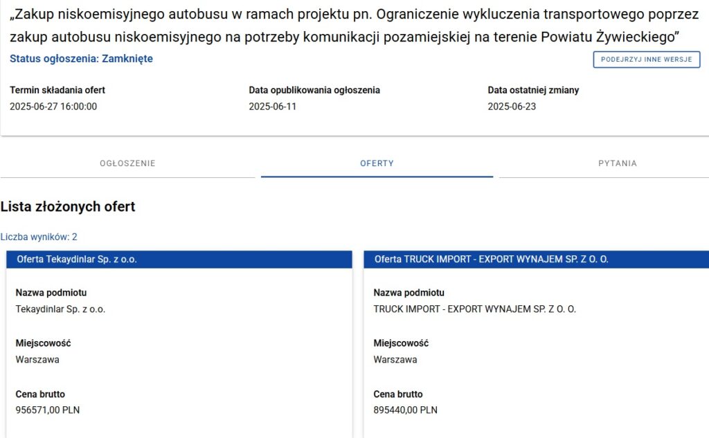 Rychwałd bliżej nowego MINI autobusu – dwie oferty w przetargu Euro Travel