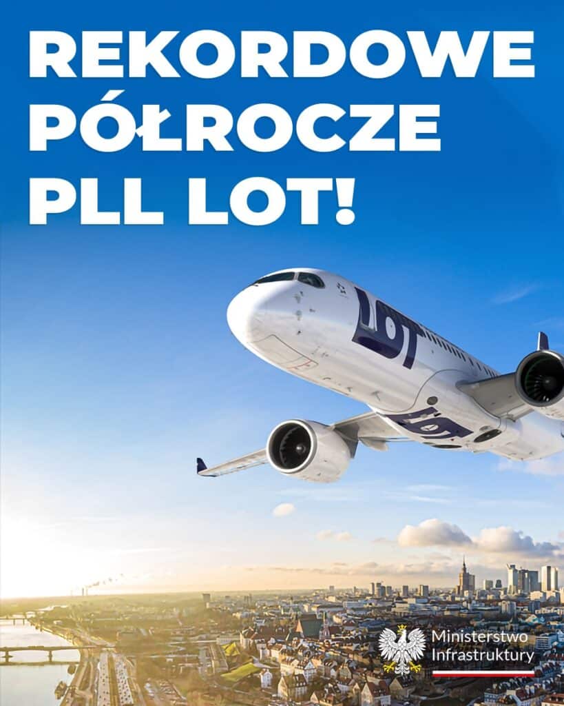 Rekordowe wyniki PLL LOT: 5,39 miliona pasażerów w pierwszej połowie 2025 roku