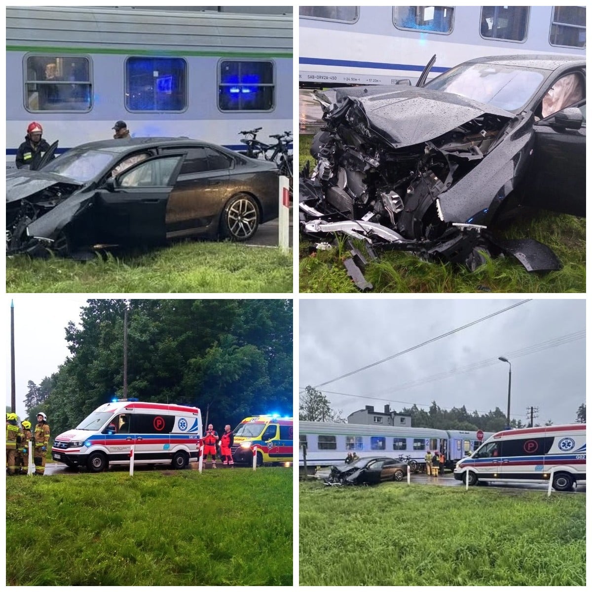 Inforail - BMW wjechało pod pociąg z Łeby. Najprawdopodobniej w jego bok