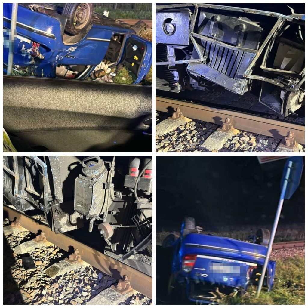 Groźny wypadek na przejeździe kolejowym w Suścu. Trzy osoby w szpitalu po zderzeniu z szynobusem foto: Policja
