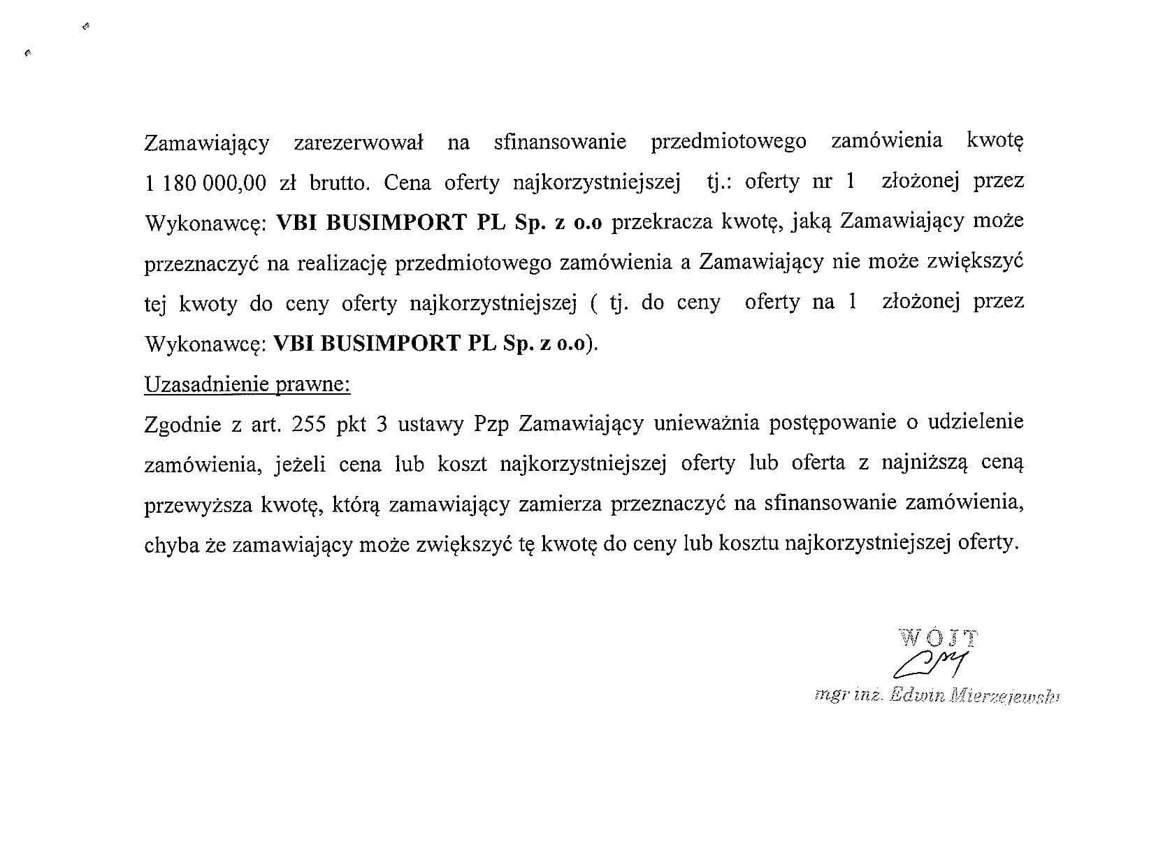Anulowany przetarg Gminy Troszyn na zakup autobusu szkolnego