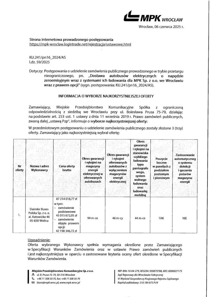Zaskakujący zwrot w przetargu MPK Wrocław – eCitaro jednak zwycięża