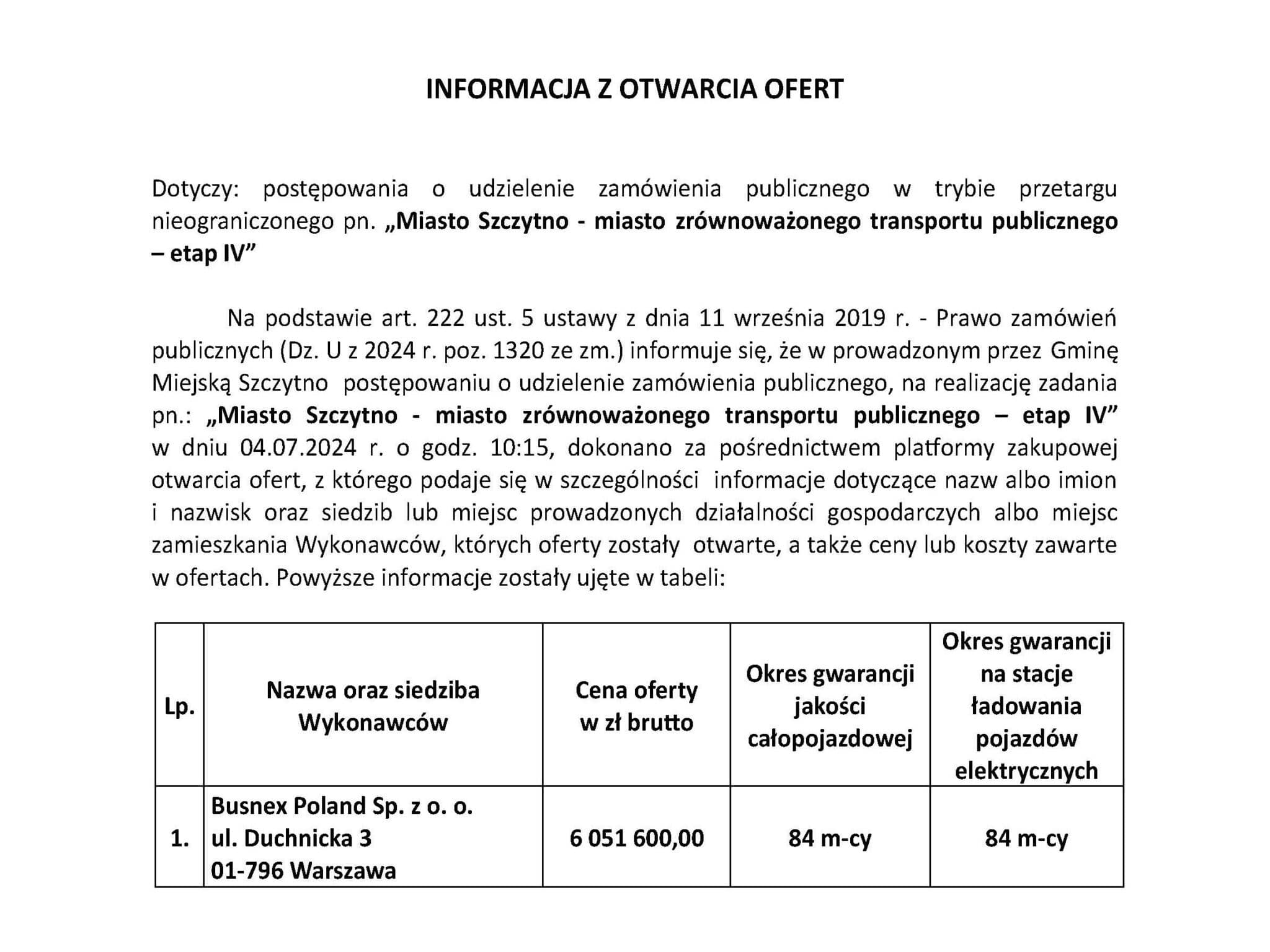 Busnex chce kontynuować dostawy dla ZKM Szczytno