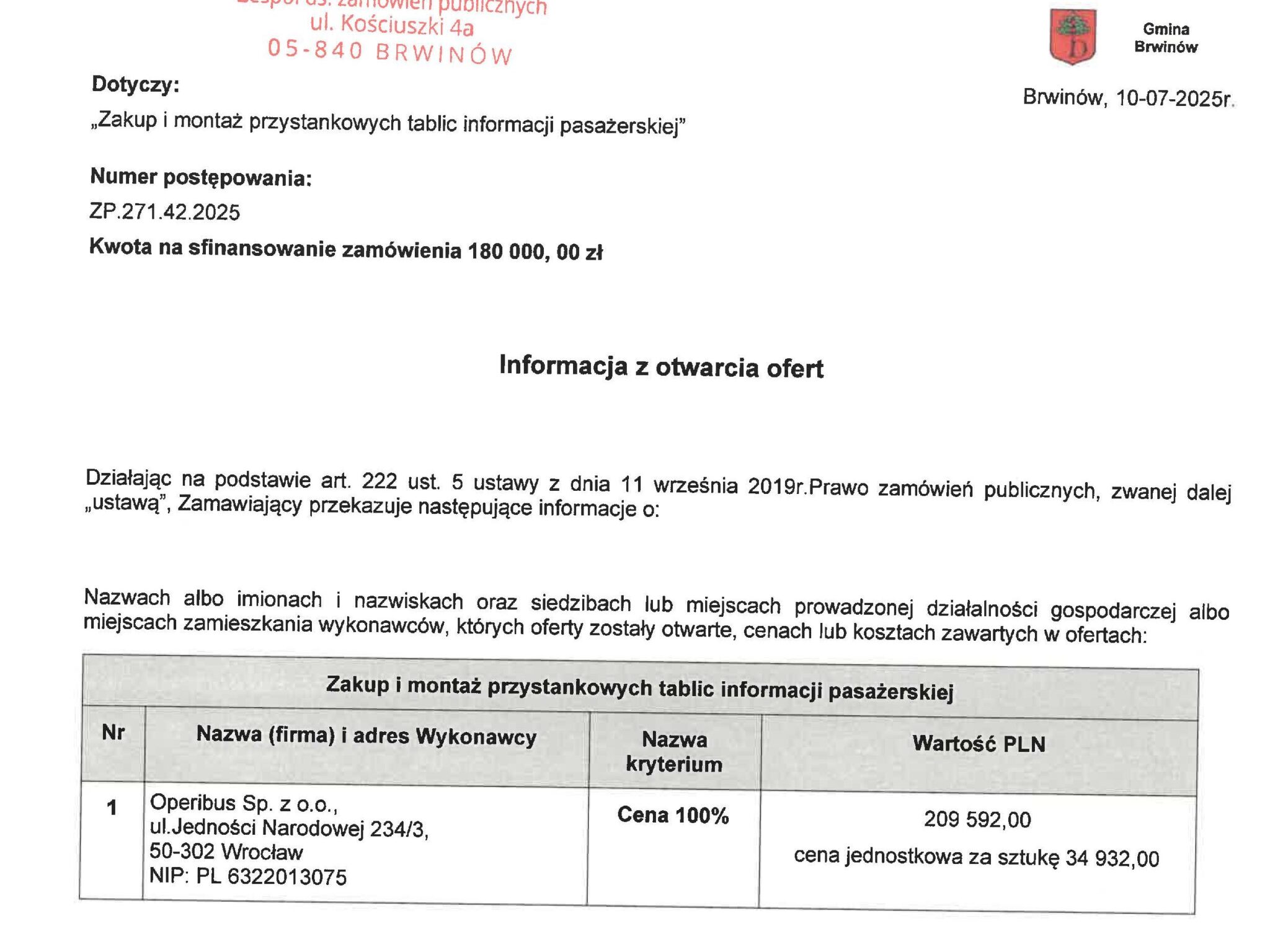 Nowoczesne przystanki w Brwinowie. Gmina poznała ofertę w przetargu na tablice informacji pasażerskiej