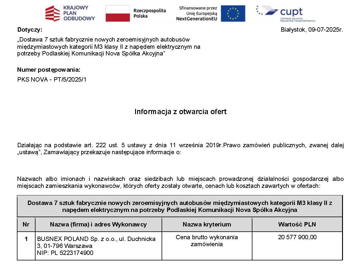 PKS Nova: 14 autobusów elektrycznych w trzech przetargach. Znamy oferty