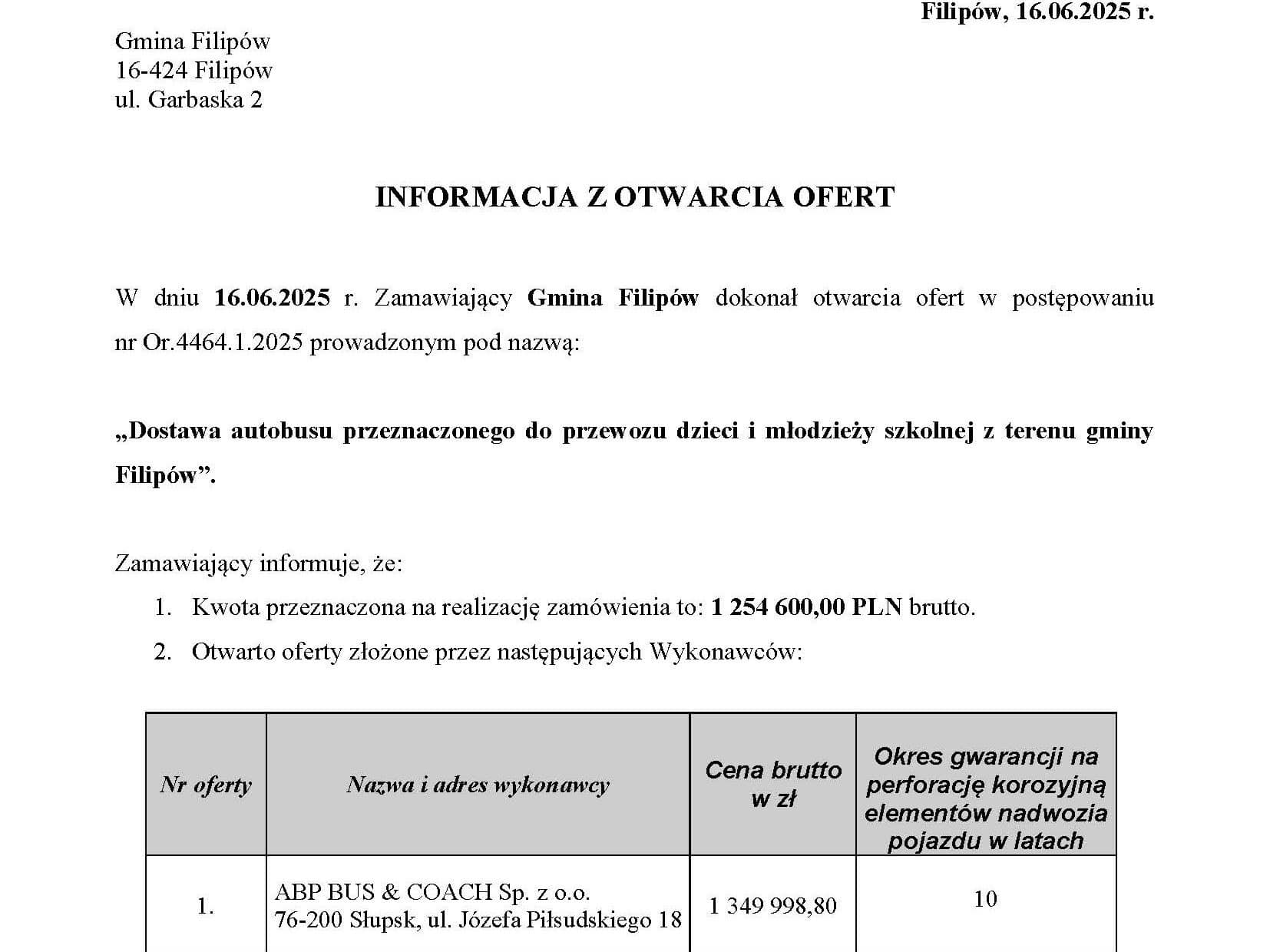 ABP BUS & COACH wygrał kontrakt na autobus szkolny dla gminy Filipów