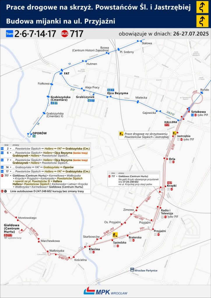 MPK Wrocław rusza z kolejnym remontem. Sporo zmian dla pasażerów