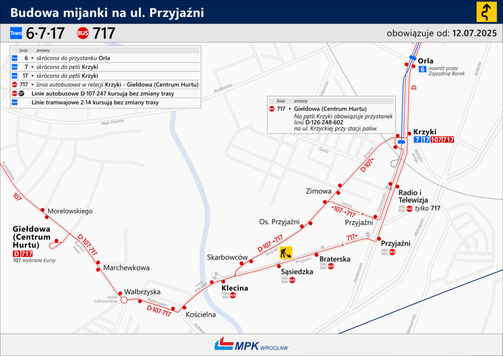 MPK Wrocław buduje mijankę tramwajową. Będą utrudnienia dla pasażerów foto: MPK Wrocław