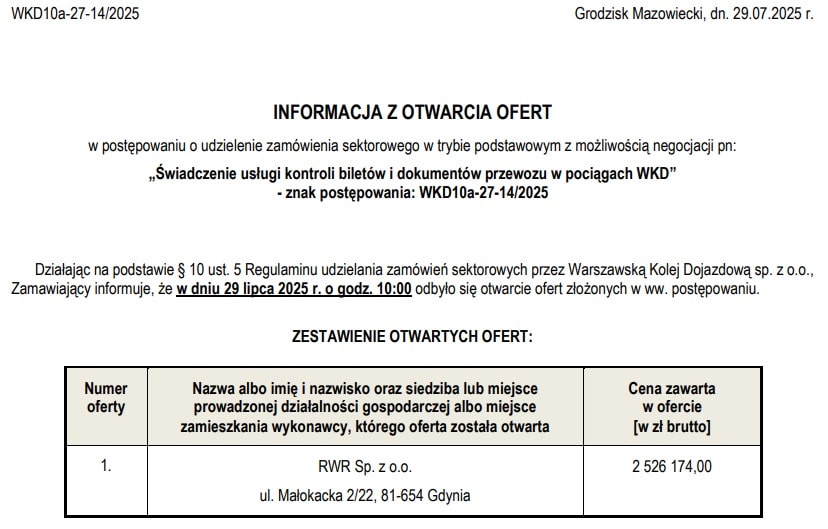 WKD z jedną ofertą na kontrole biletów w pociągach i autobusach ZKA