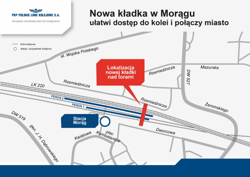 Nowa kładka w Morągu. Lepszy dostęp do kolei i bezpieczne połączenie dwóch części miasta foto: PKP PLK