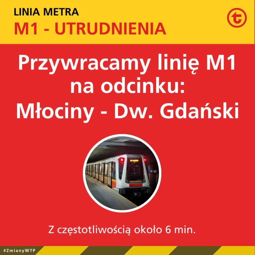 Warszawa: Częściowe wznowienie ruchu metra na linii M1 foto: Metro Warszawskie