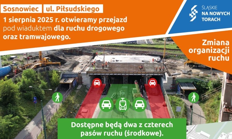 W Sosnowcu tramwaje i autobusy wracają na stałe trasy. Po remoncie wiaduktu na Piłsudskiego