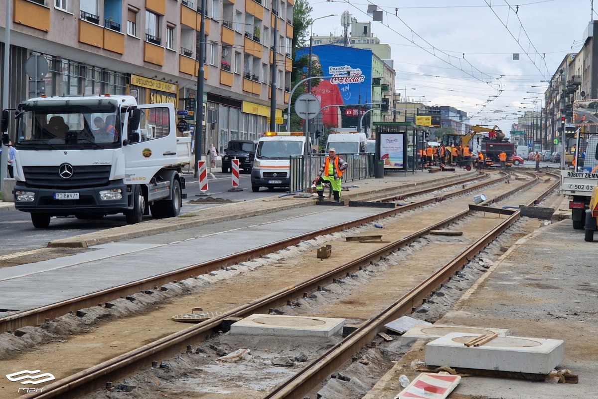 Infotram - Poznań: Zaawansowane prace torowe na Kórnickiej i Głogowskiej. I przygotowania do zamknięcia mostu Chrobrego